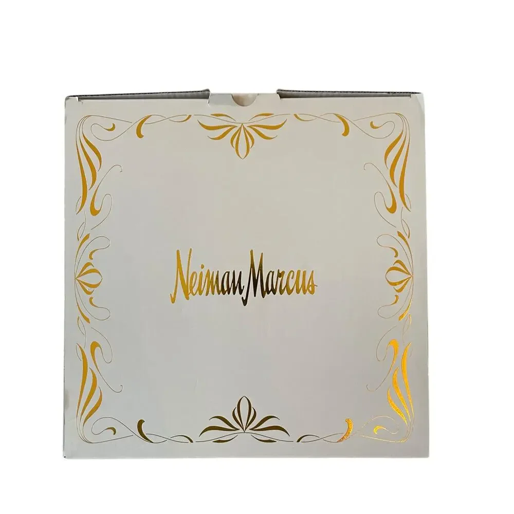 NEIMAN MARCUS Holiday Coupe Glass Set of 4 Red and Gold 6 oz in Gift Box New